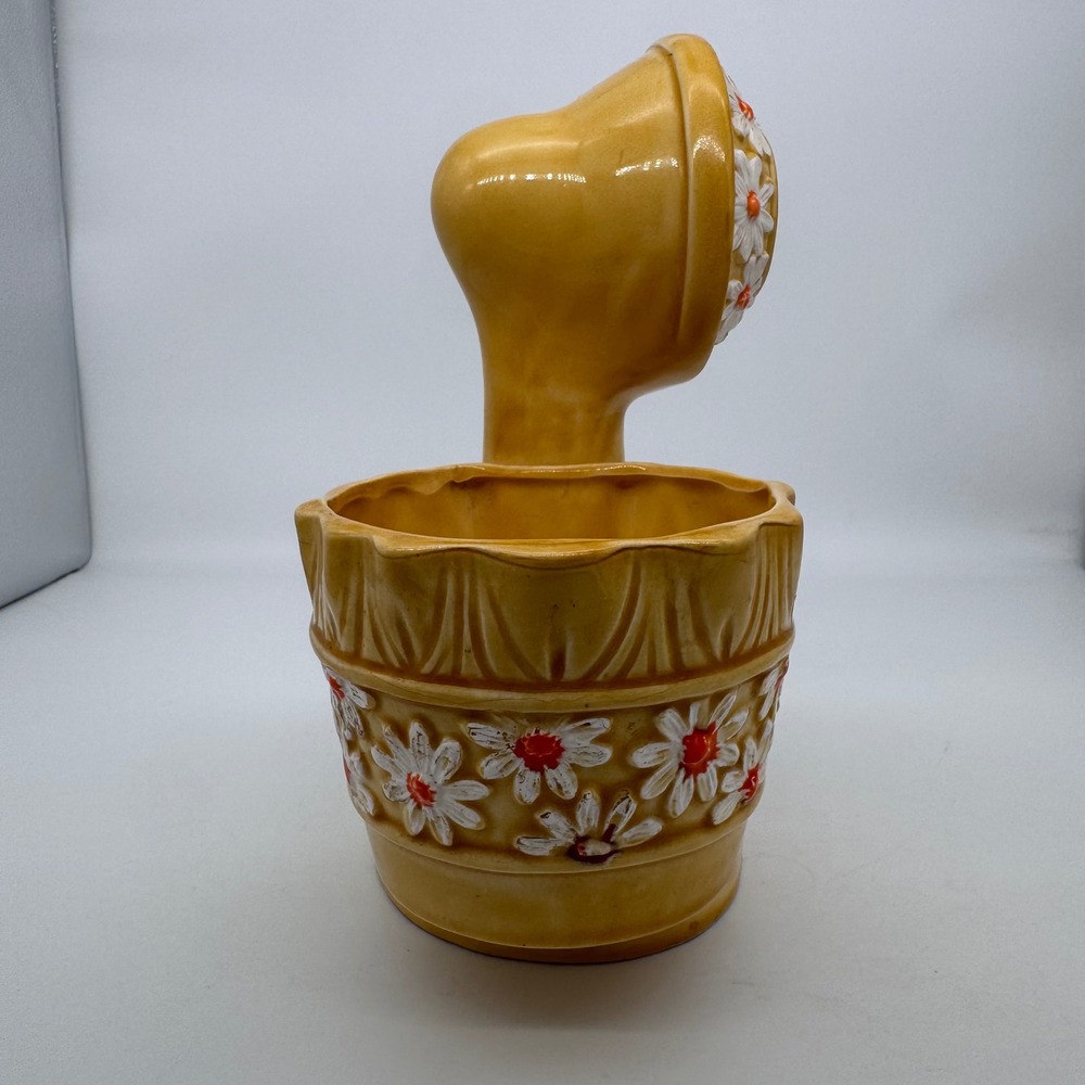 Vintage‎ RELPO Ceramic Telephone Planter Yellow Daisy Floral Japan Retro Decor - Picture 4 of 10
